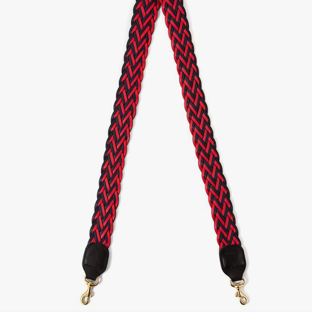 CLARE V Red / Blue Leather Crossbody Strap